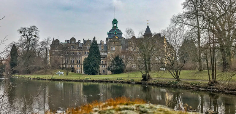 Mann schlägt auf Bäume im Schlosspark ein
