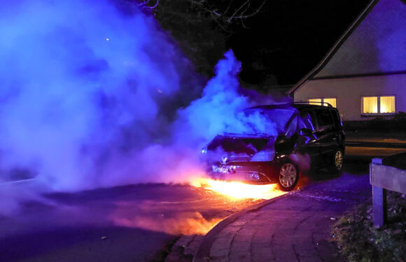 Hagenburg: Feuerwehr löscht brennenden Renault