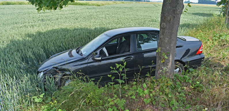 Von der Fahrbahn abgekommen und Baum knapp verfehlt