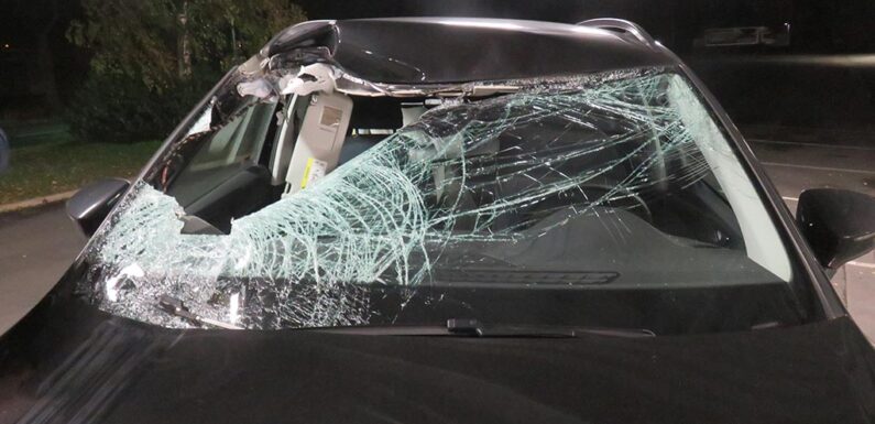 Autoreifen durchschlägt Windschutzscheibe und landet auf Beifahrersitz