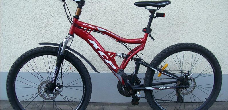 Wem gehört dieses rote Mountainbike?