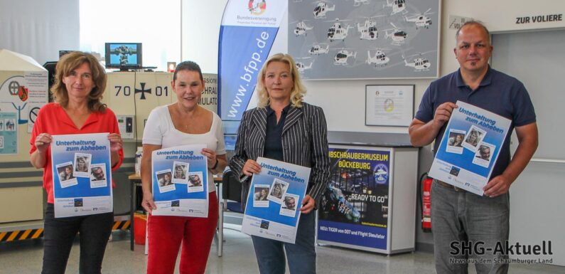 Vielseitiges Programm „zum Abheben“: Puppenspielerin „Murzarella“, Lucy van Kuhl und Ingo Oschmann im Hubschraubermuseum