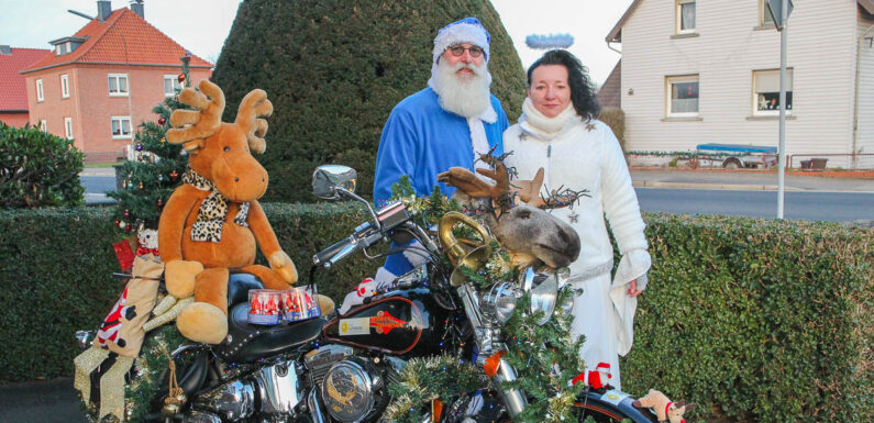 Funkelnde Augen nicht nur bei den Kleinen: Harley Weihnachtsmann OWL schaut beim Kreativstübchen vorbei