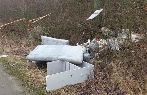 Sperrmüll illegal an der Lüdersfelder Straße entsorgt