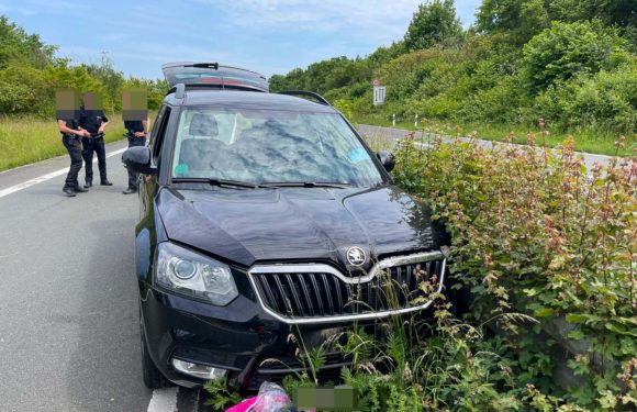 Unfall auf der B65: Skoda kollidiert mit Leitplanke