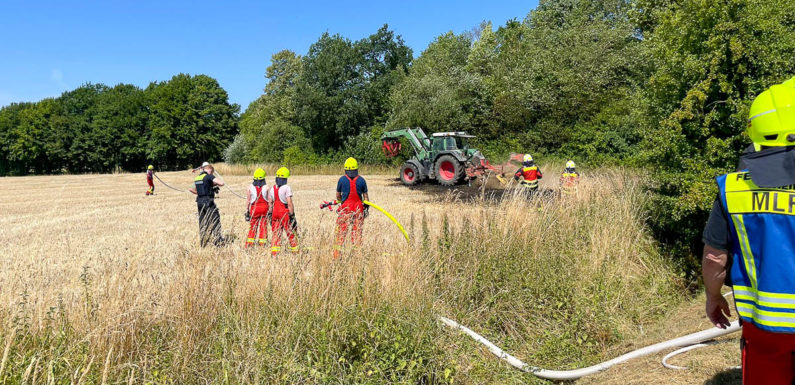 Feuerwehr löscht Brand auf Acker bei Meinsen