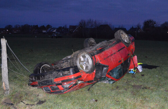 BMW schleudert von der Straße und überschlägt sich: Zwei Schwerverletzte bei Unfall zwischen Gelldorf und Südhorsten