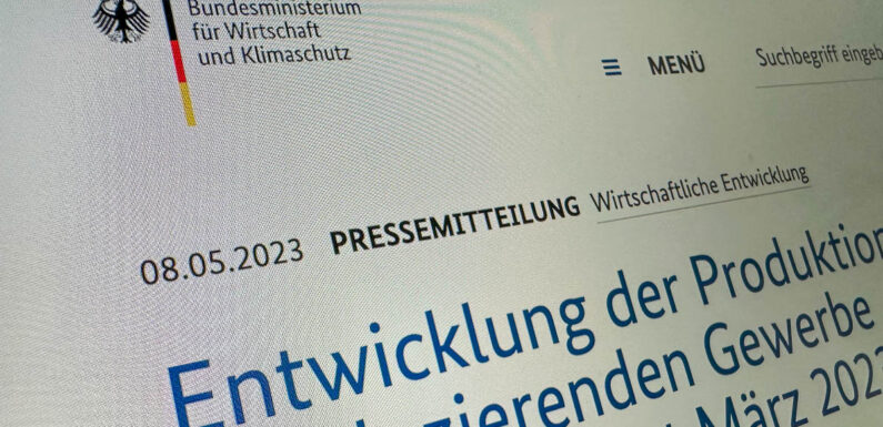 Bundeswirtschaftsministerium: Viele Industriezweige mit Produktionsrückgang im März 2023