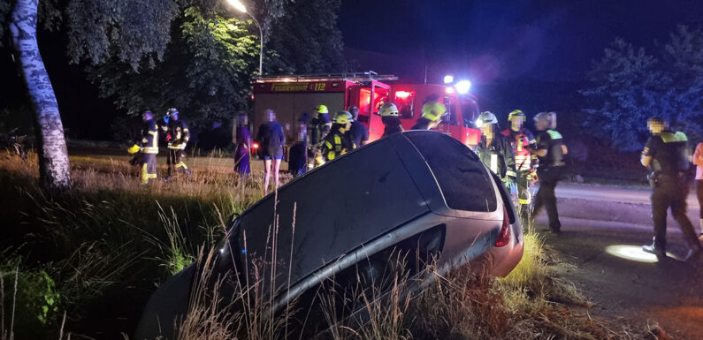 Unfall in Auhagen: PKW-Insassen mittels Feuerwehr-Drohne gefunden