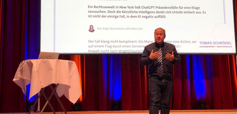 „Eigentlich ist die Künstliche Intelligenz ziemlich dumm“: „Comedy-Hacker“ Tobias Schrödel referiert beim Volksbank-Neujahrsempfang