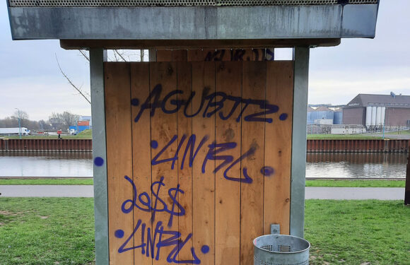 Neuer Rastplatz am Weserradweg von Unbekannten stark beschädigt