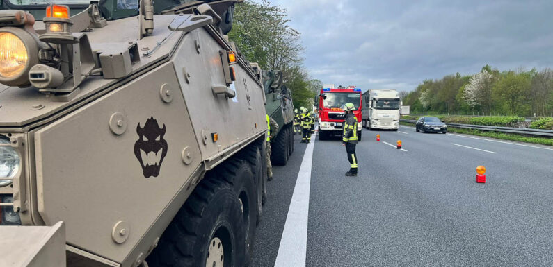 Brennender Radpanzer auf der A2 gemeldet – Feuerwehr rückt aus