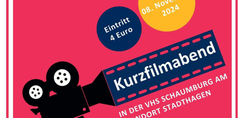 Stadthagen: Kurzfilmabend am 8. November in den Räumen der VHS Schaumburg