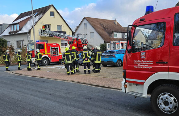 Personenrettung mittels Drehleiter in Hagenburg