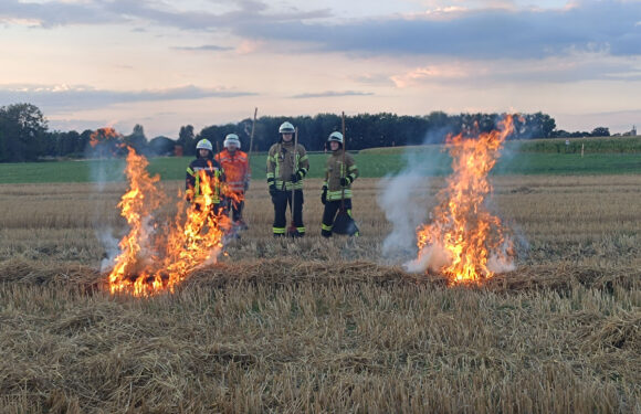 Vehlen: Feuerwehr übt Vegetationsbrandbekämpfung