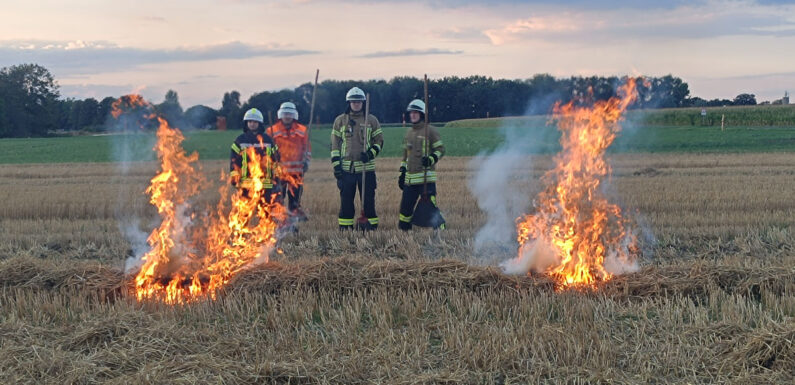 Vehlen: Feuerwehr übt Vegetationsbrandbekämpfung